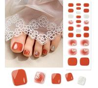 Boloshine Vernis À Ongles Autocollants, 26Pcs Brillant Bandes d'Ongles Semi Durci, Durables Stickers UV, Gel Pied Femme Fille - La Splendeur des Fleurs Estivales