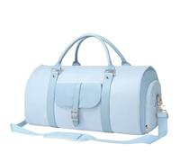 BOLOSTA Sac de sport convertible 2 en 1 pour voyage, sac à vêtements pliable pour femme avec compartiment à chaussures, sac de costume en cuir pour accrocher des vêtements longs, bleu, sac à vêtements