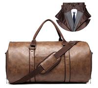 BOLOSTA Sacs à vêtements de Voyage en Cuir Convertible pour Homme avec Compartiment à Chaussures, imperméable, Parfait pour Les Voyages d'affaires/Cadeaux pour Mari, Marron, Voyage