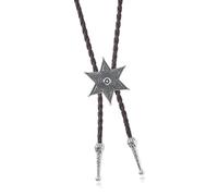 Bolotie occidentale avec cordon en cuir tressé et pendentif étoile hexagramme en métal réglable chaîne cravate de chemise collier cordon tressé cravate, marron, taille unique