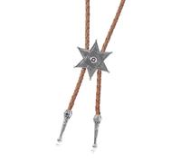 Bolotie occidentale avec cordon en cuir tressé et pendentif étoile hexagramme en métal réglable chaîne cravate de chemise collier cordon tressé cravate, b, taille unique