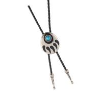 Bolotie turquoise incrustée de griffes d'ours en alliage pour tenues occidentales collier cravate cordon en cuir réglable accessoires rodéos cravate bolo, blanc, taille unique