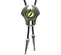 Bolotie unisexe vintage avec pendentif en pierre œil du mal et cordon en cuir tressé, Length 100cm, Métal