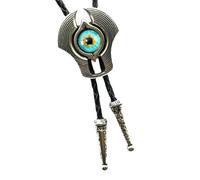 Bolotie unisexe vintage avec pendentif en pierre œil du mal et cordon en cuir tressé, Length 100cm, Métal