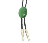Bolotie vintage œil de chat avec pendentif en pierre verte tressée en cuir tressé