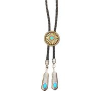 Bolotie Vintage Western Antique Sculpture Fleur Plume Pendentif Chemise Collier Chaîne Bijoux Cravate Cravate Cowboy Bolo Cravate, taille unique, Comme décrit, Comme décrit.