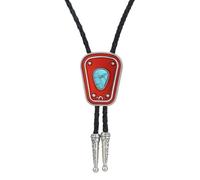 Bolotie Western avec pendentif en pierre tressée en cuir synthétique pour homme, Length 100cm, Métal