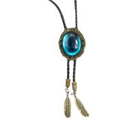 Bolotie western en cuir synthétique vintage avec pendentif en forme de plume pour homme et femme, taille unique