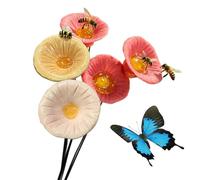 Bols à Boire Abeille pour Jardin - Forme De Fleur En Céramique, Résistant Aux Intempéries, 5 Pièces | Bols De Station D'eau Abeille - Pour Cour, Patio, Pelouse, Parc, Jardin, Jardinière, Pot De Fleurs