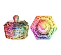Bols à Manucure Petits et Légers en Verre 2pcs avec Couvercle à Manucure pour Poudre Acrylique pour Écoles et Salons de