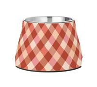 Bols à motif vichy or rose pour animaux de compagnie avec support en acier inoxydable pour chiens, chats, lapins, oiseaux