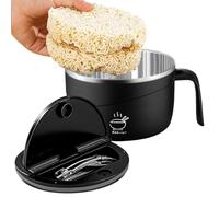 Bols à nouilles avec baguettes - Bols de Soupe de 1,2 L Anti-Brûlure avec Couvercle et Fourchette - Récipient à Déjeuner en Acier Inoxydable 304 - pour cuisine, riz, pho, pâtes, flocons d'avoine, sala