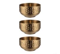 Bols à riz à double paroi - 11,5 cm - Protection contre les brûlures (doré) | Construction à double paroi, résistant à la chaleur, ne brûle pas, lot de 3, pour aliments chauds