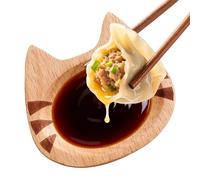 Bols à sauce | Vaisselle décorative en bois - Plat à sauce en forme de chat | Pour rassembler le camping, le barbecue, les sauces, les sushis, les aliments, les fruits, les desserts