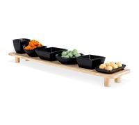 Bols à snack en céramique noirs sur plateau 50 cm 7 pcs.