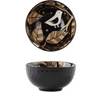 Bols à soupe en céramique, bols à petit-déjeuner, bols à nouilles, bol à riz en porcelaine blanche Lot de 2, bols à céréales de 12,7 cm allant au four Micorwave, petit bol à soupe motif doré-rose-fleu