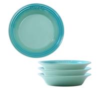 Bols à Soupe en Porcelaine avec Couvercle, Bols à pâtes, Assiettes de Service de 20 cm, Bols Bas, Grands Bols de Service pour pâtes/Soupe, Bleu Clair, Lot de 4