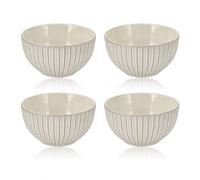Bols à Soupe Lot de 4 - Bols à Fenêtres en Céramique 700 ml - Bols à Déjeuner Sans Oreille Ø14 cm - Convient pour Soupe, Muesli, Yaourt et Salade - Grès Gris