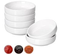 Bols à Trempette Coupelle Decorative Ramequin, 9x9x2.5 cm Set Aperitif, 6 Pièces Bols à Sauce Soja, Set de Bols à Tapas, Coupelles à Trempette pour Entrées, Ketchup, Sushi, épices, Fruits, BBQ (Blanc)