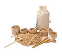 Bols Bois Jouet - 10 PCS Outil Bac Sensoriel | Cuillères Et Pinces Bois | Entraînement Motricité Fine, Activité Tränsfert | Jouet Apprentissage Enfanțs 3+