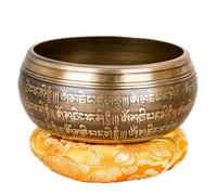 Bols chantants Bol chantant tibétain en cuivre pur fait main, bol bouddhiste avec son de Bouddha for carillon de méditation et de yoga(10.8cm)
