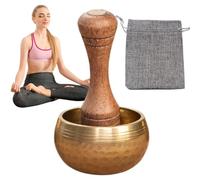 Bols chantants tibétains - Bols de yoga | Accessoires de chant de yoga de méditation tibétaine avec gabarit en bois pour rassemblements spirituels Chakra Équilibrage