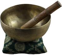 Bols chantants tibétains de l’Himalaya aux 7 métaux martelés, pour la prière de guérison, le yoga, avec maillet et coussin (23 cm)