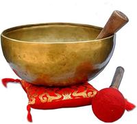 Bols chantants tibétains de l’Himalaya aux 7 métaux martelés, pour la prière de guérison, le yoga, avec maillet et coussin (25,4 cm)