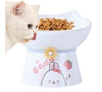 Bols de chats élevés - bol de nourriture surélevée en céramique avec design incliné, plat d'alimentation des chats pour et chatons intérieurs, mangeoire convivial avec des moustaches avec un sou
