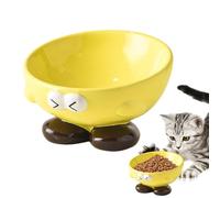 Bols de chats élevés, mangeoire pour chat en céramique, Pitre en céramique pour animaux de compagnie, Aliments à plat pour chat ou bols d'eau avec un modèle d'expression mignon pour les petits animaux
