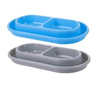 Bols de Nourriture Anti-Fourmis pour Chat, 2 pièces, Double Plateau, Bol pour Chien Anti-Fourmis, mangeoire en Plastique antidérapante pour Animal Domestique 10.8x5.9x1.4 Pouces