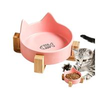 Bols de nourriture et d'eau pour chat: assiette pour chien en céramique anti-fuite, design anti-chasse | Cuvette mignonne pour animaux de compagnie avec oreilles de chat avec support en bois