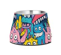 Bols de nourriture pour chat en acier inoxydable - Motif monstres mignons et amusants