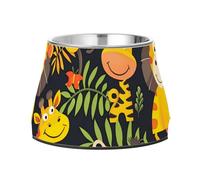 Bols de nourriture séparés en acier inoxydable avec support pour petits animaux domestiques Motif zoo girafe singe