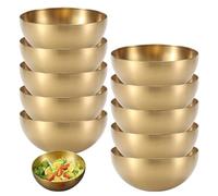 Bols de service, bols à mélanger dorés, 10 pièces de 5 pouces en acier inoxydable, antidérapants, faciles à nettoyer pour salade, riz, nouilles, collations, fruits, céréales, apéritif, mélange doré