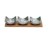 bols de trempage Sauce de style japonais - DIP BOLS SET DE 3 CERAMIC SAUCE DISSION PLAINS PARSTISSEURS SUSHI PLAQUES PLAQUES D'APPÉTIINANT DE PLATS AVEC BACAGE DE BABOO Plonger des bols(Bianco)