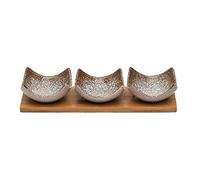 bols de trempage Sauce de style japonais - DIP BOLS SET DE 3 CERAMIC SAUCE DISSION PLAINS PARSTISSEURS SUSHI PLAQUES PLAQUES D'APPÉTIINANT DE PLATS AVEC BACAGE DE BABOO Plonger des bols(Bruin)