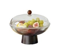 Bols décoratifs Coupe à fruits en plastique avec couvercle et fond, grand bol de service, plat décoratif for la cuisine et le salon