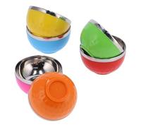 Bols en acier inoxydable pour enfants, ensemble de 6 bols à céréales en acier inoxydable de couleur, grand bol de riz isolé pour la cuisine à domicile, cul de poule inox (15 cm de grande taille)