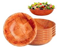 Bols en bois naturel, bols de service rustiques à 6 packs pour la cuisine et les restaurants, 6 pouces polyvalents pour les fruits, salade, collations, idéal pour une utilisation quotidienne et une s