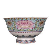 Bols en céramique rétro, Bol en porcelaine chinoise Famille Rose Glaze Pattern 12.2cm de riz décoré