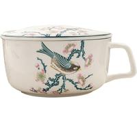 Bols en Porcelaine Ensemble de soucoupes, Grand Bol à Soupe et Riz en céramique avec poignée - 900 ML, idéal for la l'oignon, Le Porridge Les salades. Compatible Micro-Ondes Lave-Vaisselle Bird