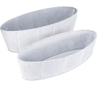 Bols ovales décoratifs métal blanc argent Set 2 pièces 32,5/37cm
