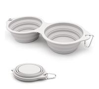 Bols pour Chiens Gamelles de Voyage Deux en Un Intégré Pliable Bol sans Rebord en Plastique,pour la Randonnée Le Camping pour Chiens Chats,Vert (Gris)