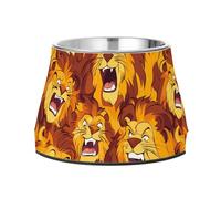 Bols surélevés antidérapants en acier inoxydable pour chiens de taille moyenne Motif lion orange