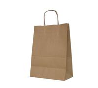 Bolsaprint Lot de 40 sacs en papier avec poignée torsadée résistants, recyclables et certifiés FSC pour magasins, événements et cadeaux spéciaux 24 x 11 x 32 cm Couleur kraft