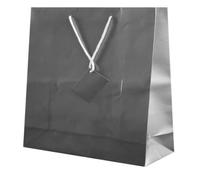 BolsaPrint Sacs de luxe en papier plastifié, argent métallique, 40x11x36 cm, Sac en papier