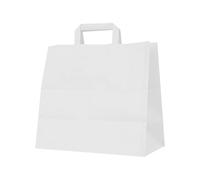 Bolsaprint - Sacs en papier kraft avec poignée plate 32 x 22 x 25 cm - Résistants et recyclables - Pack de 25 unités spéciales pour Take Away, Delivery et magasins d'alimentation - Couleur blanche