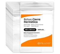 Bolsas con Cierre Hermético de Plástico Transparentes Ideales para Congelar Alimentos, Guarda Documentos, Bolsas Reutilizables y de Conservación - Ofituria (2000 Bolsas, 400 x 500 mm)