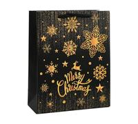 Bolsas De Papel De Navidad | Bolso Portátil Plegable - Bolsas De Embalaje Para Golosinas De Festival - Para Compras Fiesta Niños Adolescentes Adultos Compras Viajes Pasteles, Multicolore, Black gold